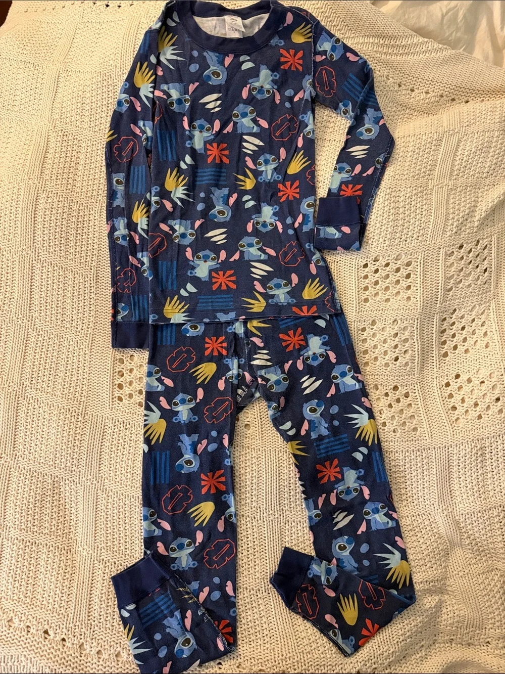 Hanna Andersson /Disney Navy Blue Stitch Print Kids Pajama Set